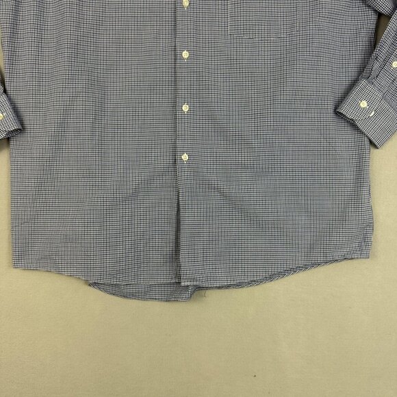Van Heusen Shirt Mens XL 17-17.5 Blue Check Regular Fit Button Front Dress - Picture 5 of 9